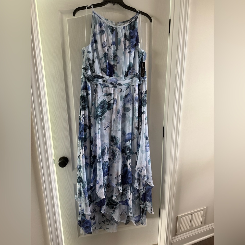 R&M Richards Blue and White Floral Maxi Dress